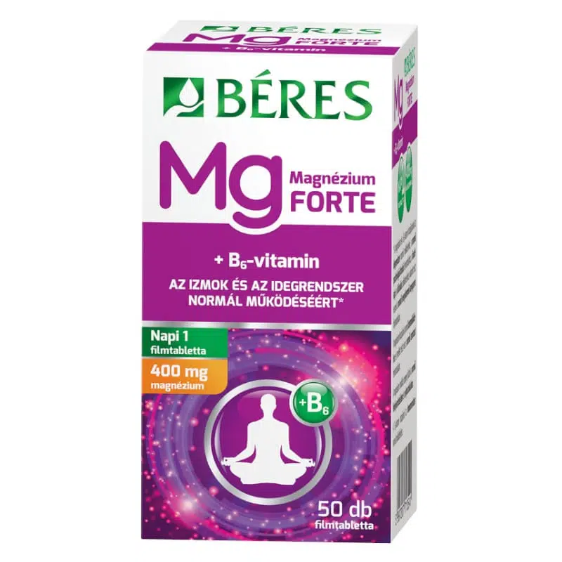 Béres Magnézium 400mg+B6 Forte filmtabletta 50db Béres Magnézium 400mg+B6 Forte filmtabletta 50db