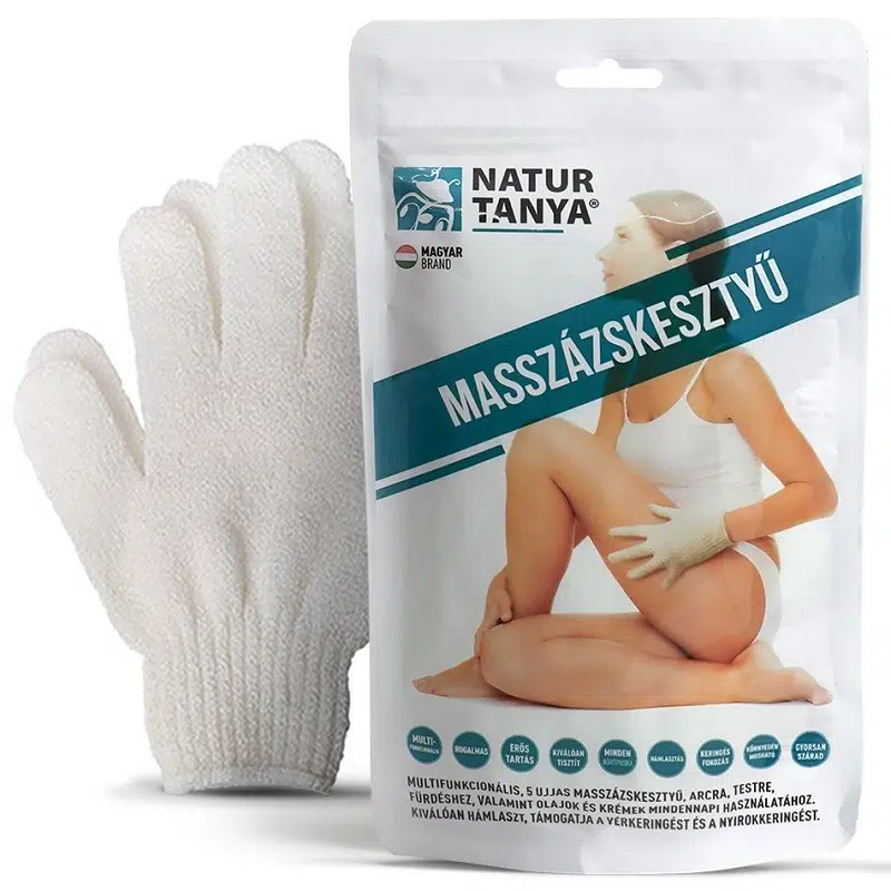 Natur Tanya 5 ujjas Masszázskesztyű 1 pár - radírozó, vérkeringést serkentő hatással, arcra, testre Natur Tanya 5 ujjas Masszázskesztyű 1 pár - radírozó, vérkeringést serkentő hatással, arcra, testre