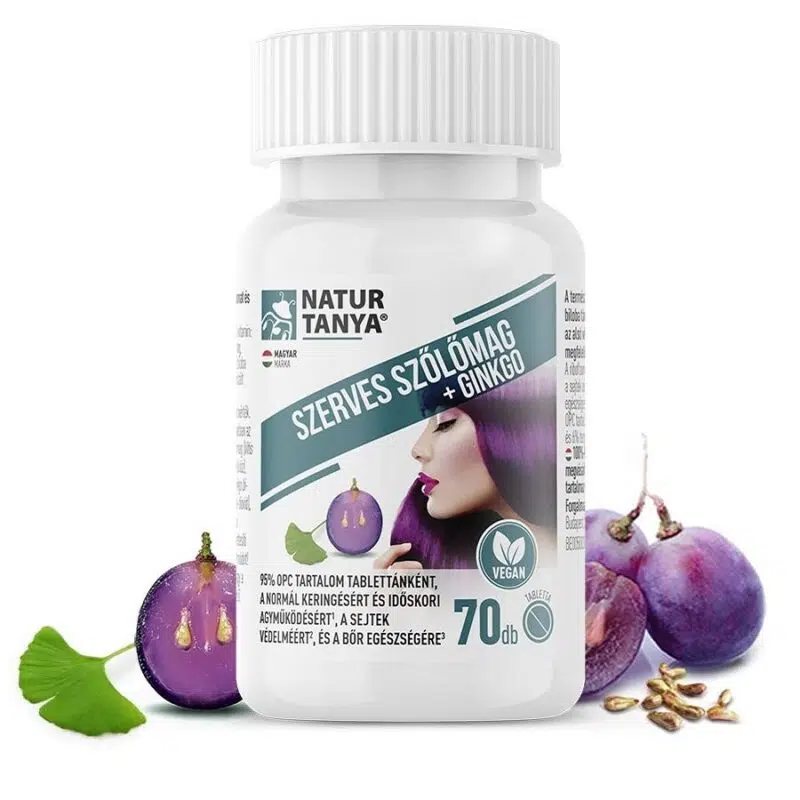 Natur Tanya Szerves Szőlőmag és Ginkgo biloba tabletta 70db Natur Tanya Szerves Szőlőmag és Ginkgo biloba tabletta 70db