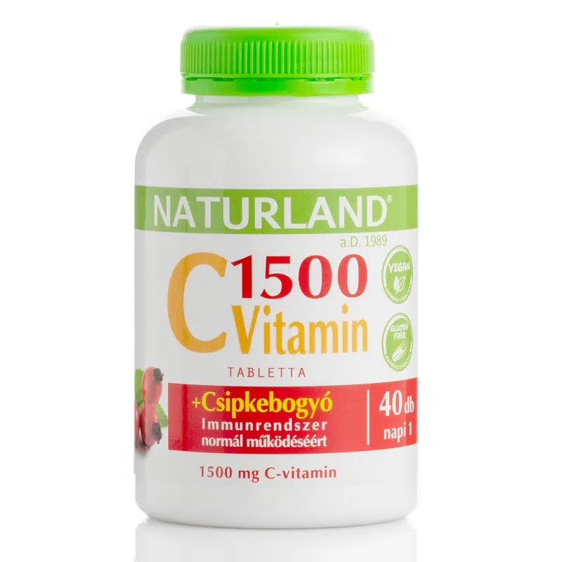 Naturland C-vitamin+csipkebogyó 1500 mg 40 db Naturland C-vitamin+csipkebogyó 1500 mg 40 db