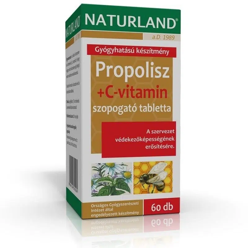 Naturland propolisz+c-vitamin szopogató tabletta 60db Naturland propolisz+c-vitamin szopogató tabletta 60db
