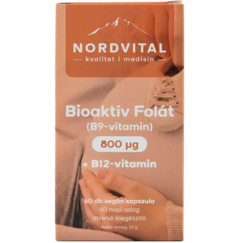 Nordvital Bioaktív Folát B9-vitamin 800 mcg 60 db kapszula Nordvital Bioaktív Folát B9-vitamin 800 mcg 60 db kapszula