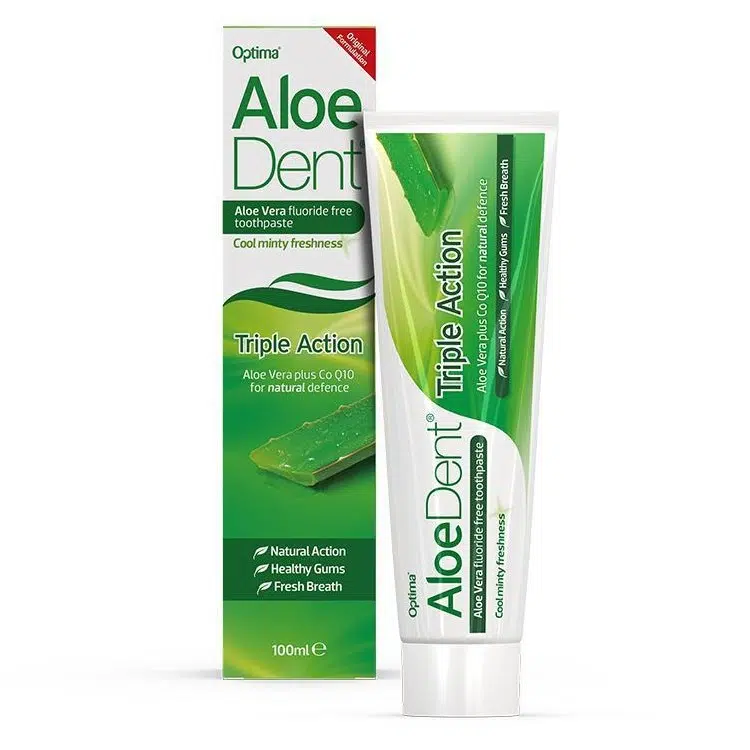 Optima AloeDent Triple Action fogkrém Teafa - Q10 - Aloe 100 ml Optima AloeDent Triple Action fogkrém Teafa - Q10 - Aloe 100 ml