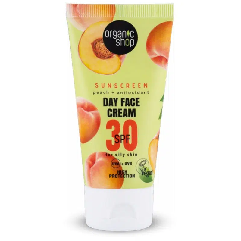 Organic Shop Fényvédő nappali arckrém őszibarackkal és antioxidánsokkal SPF30 ( zsíros bőrre) 50ml Organic Shop Fényvédő nappali arckrém őszibarackkal és antioxidánsokkal SPF30 ( zsíros bőrre) 50ml