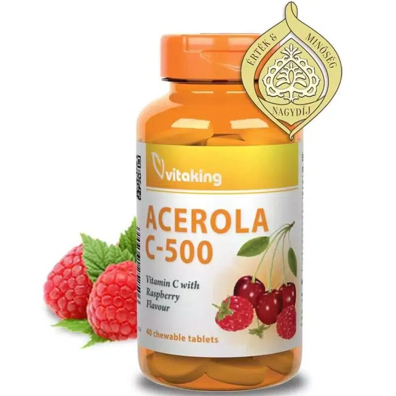 Vitaking Acerola C-500 komplex málnás 40db rágótabletta Vitaking Acerola C-500 komplex málnás 40db rágótabletta