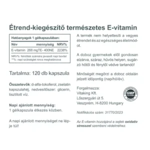 Vitaking E-vitamin 400NE vitamin gélkapszula - 120db - Image 2 Vitaking E-vitamin 400NE vitamin gélkapszula - 120db - Image 2