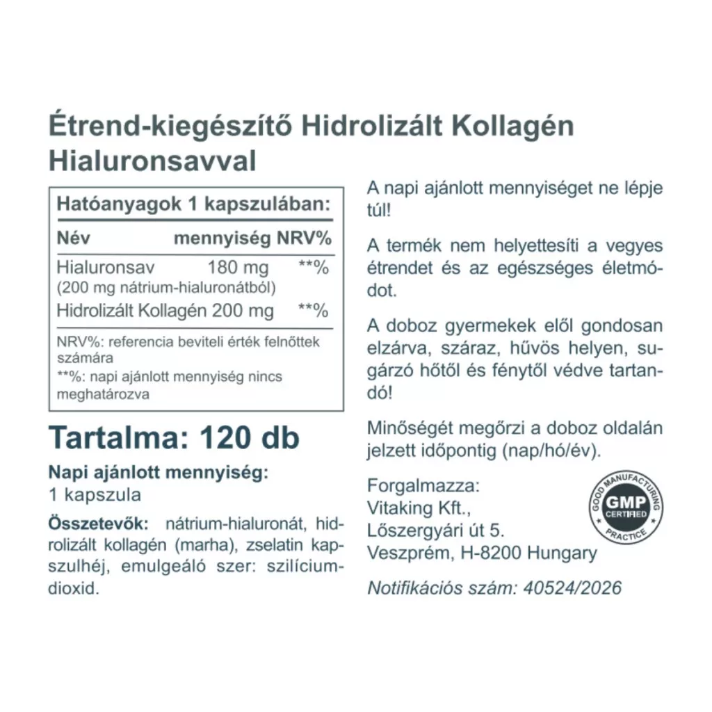 Vitaking Kollagén+Hialuronsav kapszula - 120db - Image 3 Vitaking Kollagén+Hialuronsav kapszula - 120db - Image 3