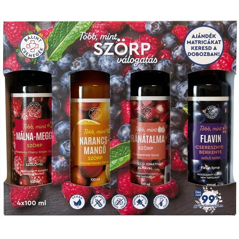 Bálint - Több mint szörp Válogatás - Gyümölcsös FLAVIN 4x100 ml Bálint - Több mint szörp Válogatás - Gyümölcsös FLAVIN 4x100 ml