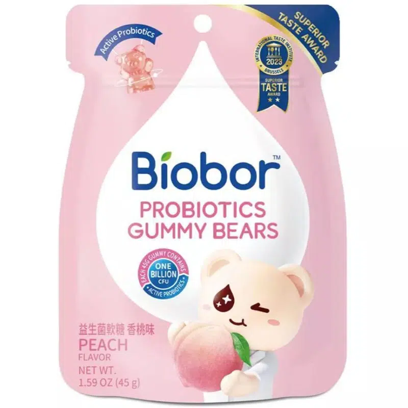 BIOBOR Őszibarack ízű gumicukorka probiotikus baktériumtörzsekkel - 45 g BIOBOR Őszibarack ízű gumicukorka probiotikus baktériumtörzsekkel - 45 g