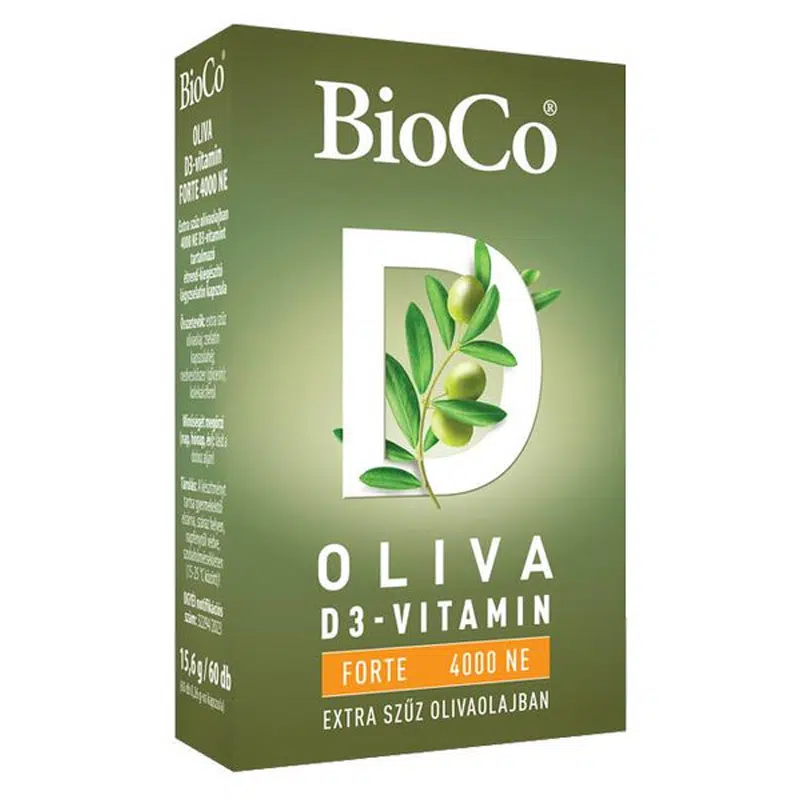 BioCo OLIVA D3-vitamin FORTE 4000NE lágyzselatin kapszula 60db BioCo OLIVA D3-vitamin FORTE 4000NE lágyzselatin kapszula 60db