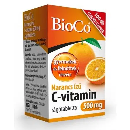 Bioco C-vitamin 500mg narancs ízű rágótabletta 100db Bioco C-vitamin 500mg narancs ízű rágótabletta 100db