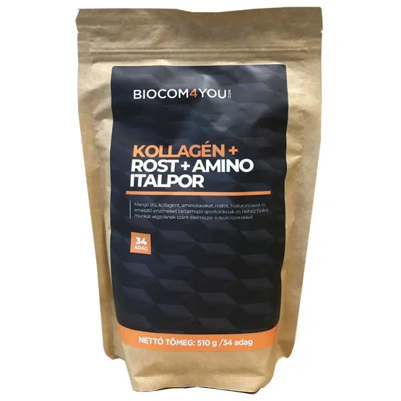 Biocom4You Kollagén+Rost+Amino italpor utántöltős mangó ízű 510g Biocom4You Kollagén+Rost+Amino italpor utántöltős mangó ízű 510g