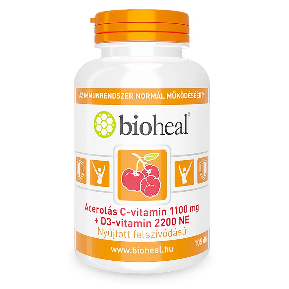 Bioheal Acerolás C-vitamin 1100mg + D3-vitamin 2200 NE filmtabletta 105db Bioheal Acerolás C-vitamin 1100mg + D3-vitamin 2200 NE filmtabletta 105db