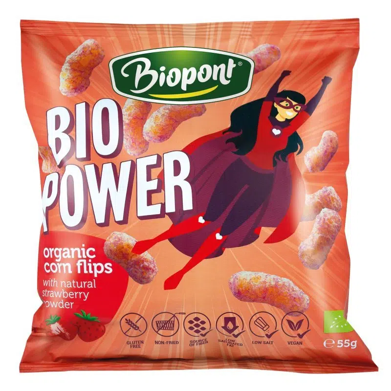 Biopont Extrudált kukorica, valódi eperporral, gluténmentes (BIO POWER) 55g Biopont Extrudált kukorica, valódi eperporral, gluténmentes (BIO POWER) 55g
