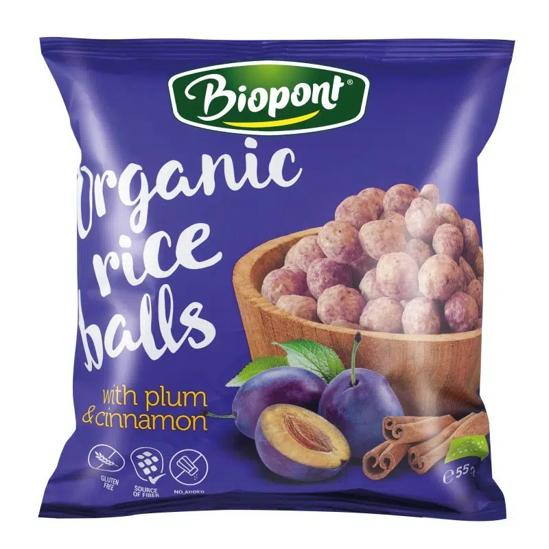 Biopont Extrudált Rizsgolyó szilvával és fahéjjal (gluténmentes) 55g Biopont Extrudált Rizsgolyó szilvával és fahéjjal (gluténmentes) 55g