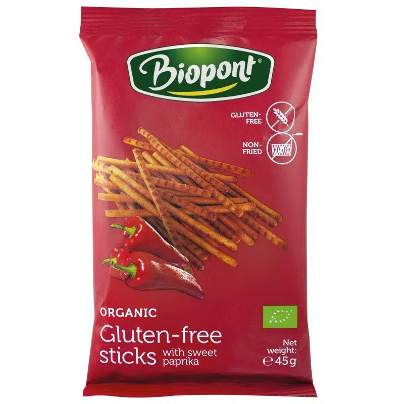 Biopont Gluténmentes sóspálcika, paprikás 45g Biopont Gluténmentes sóspálcika, paprikás 45g