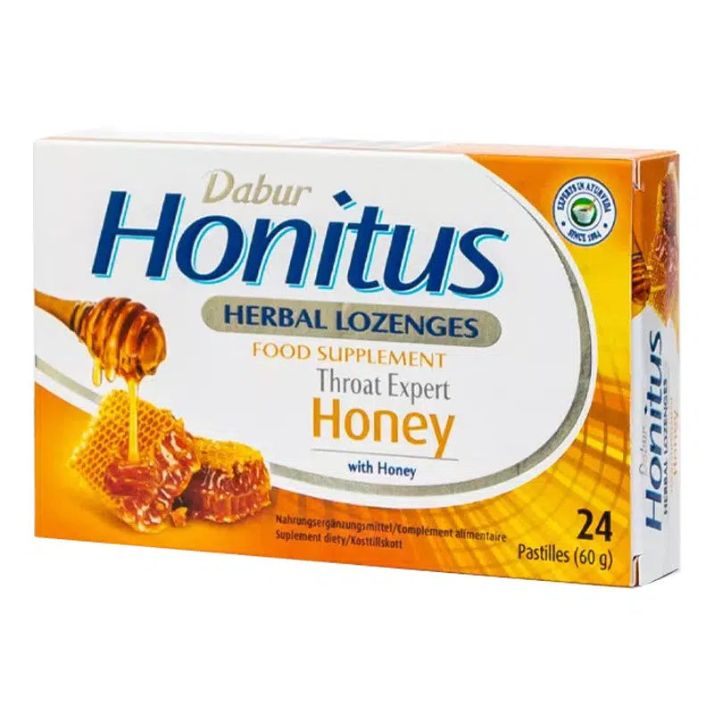 Dabur Honitus Orange-narancs ízű gyógynövényes szopogató tabletta mézzel 24db Dabur Honitus Orange-narancs ízű gyógynövényes szopogató tabletta mézzel 24db