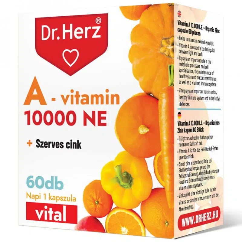 Dr. Herz A-vitamin 10000 NE + Szerves Cink 60 db kapszula Dr. Herz A-vitamin 10000 NE + Szerves Cink 60 db kapszula