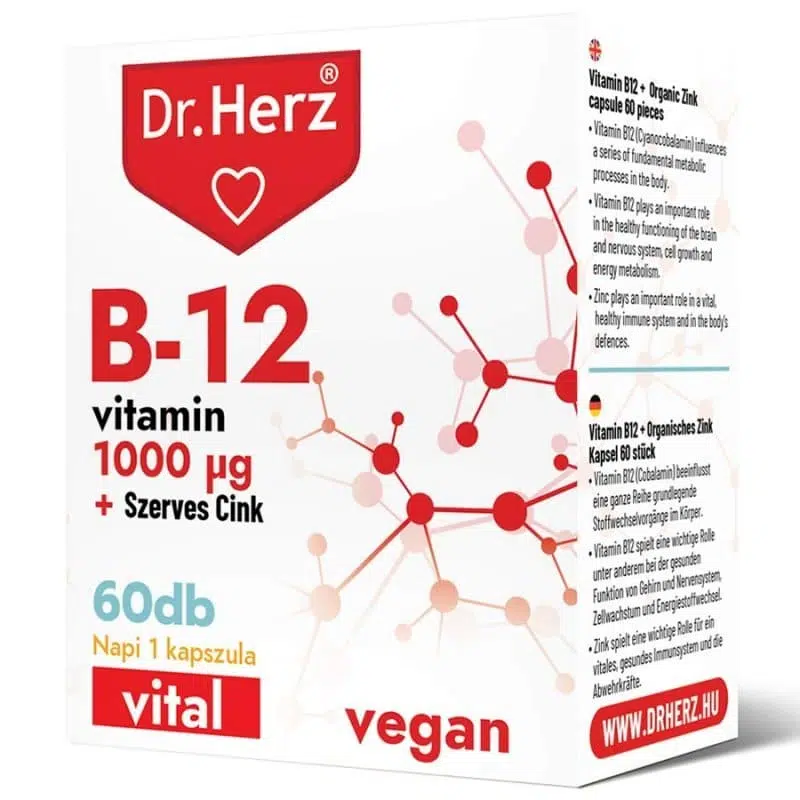 Dr. Herz B12 1000 mcg + Szerves Cink 60 db kapszula Dr. Herz B12 1000 mcg + Szerves Cink 60 db kapszula