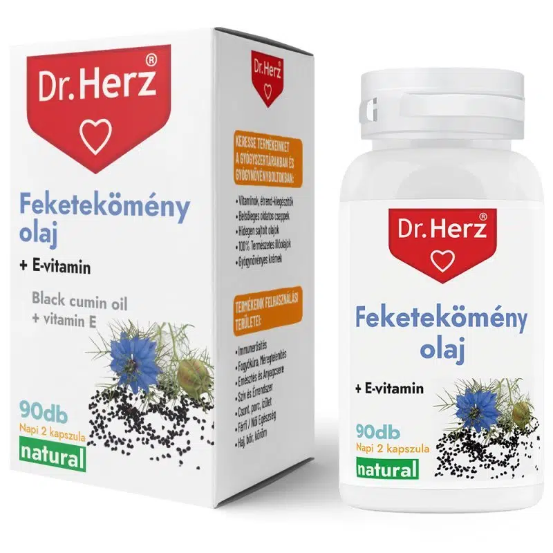 Dr. Herz Feketekömény olaj + E-vitamin kapszula 90db Dr. Herz Feketekömény olaj + E-vitamin kapszula 90db