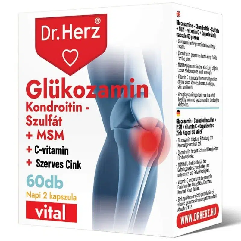 Dr. Herz Glükozamin+Kondroitin-szulfát+MSM kapszula 60db dobozos Dr. Herz Glükozamin+Kondroitin-szulfát+MSM kapszula 60db dobozos