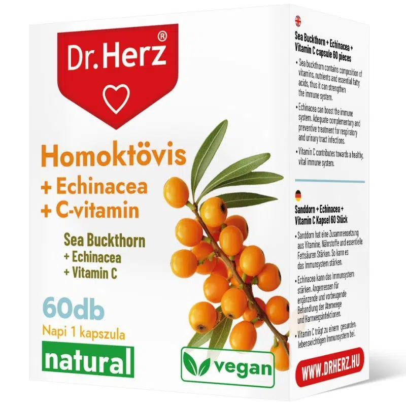 Dr. Herz Homoktövis+Echinacea+C-vitamin 60db kapszula Dr. Herz Homoktövis+Echinacea+C-vitamin 60db kapszula