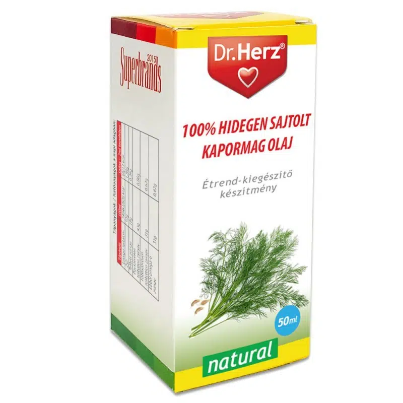 Dr. Herz Kapormag olaj 100% hidegen sajtolt 50ml Dr. Herz Kapormag olaj 100% hidegen sajtolt 50ml