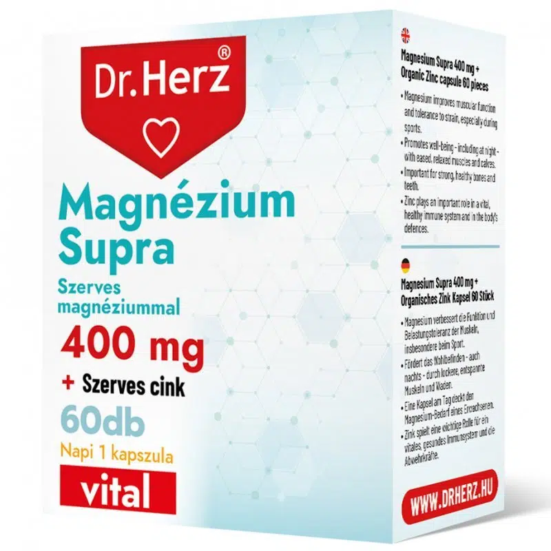 Dr. Herz Magnézium Supra 400 mg + Szerves Cink 60 db kapszula Dr. Herz Magnézium Supra 400 mg + Szerves Cink 60 db kapszula
