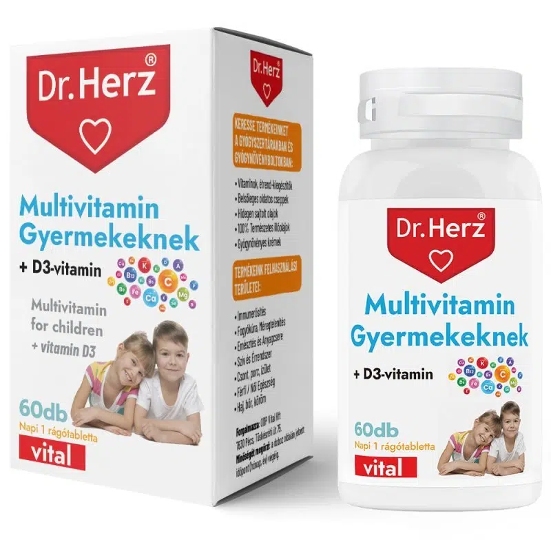 Dr. Herz Multivitamin Gyerekeknek + D-vitamin tabletta 60db Dr. Herz Multivitamin Gyerekeknek + D-vitamin tabletta 60db