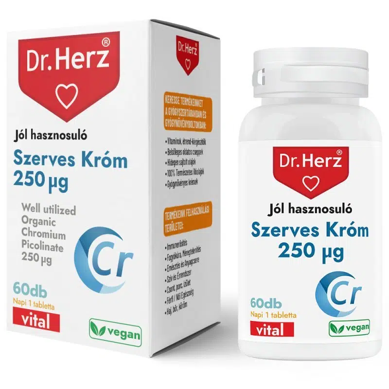 Dr. Herz Szerves Króm-pikolinát 250µg tabletta 60db Dr. Herz Szerves Króm-pikolinát 250µg tabletta 60db