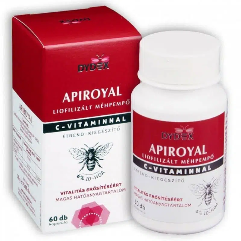 Dydex Apiroyal, liofilizált méhpempő C-vitaminnal 60 db Dydex Apiroyal, liofilizált méhpempő C-vitaminnal 60 db