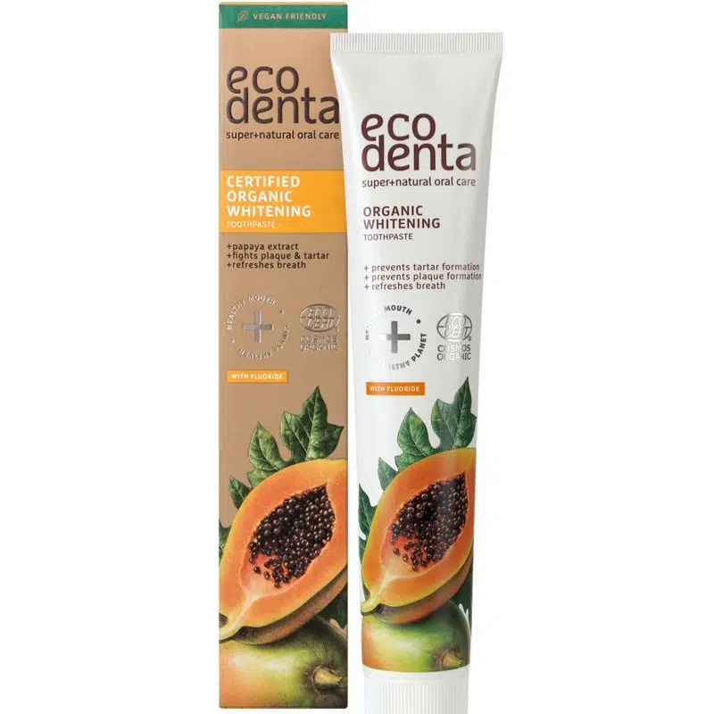 Ecodenta MINŐSÍTETT fehérítő bio fogkrém papajával 75ml Ecodenta MINŐSÍTETT fehérítő bio fogkrém papajával 75ml