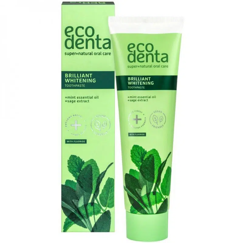 Ecodenta Fehérítő fogkrém mentával és zsályával 100ml (Brillant Whitening) Ecodenta Fehérítő fogkrém mentával és zsályával 100ml (Brillant Whitening)
