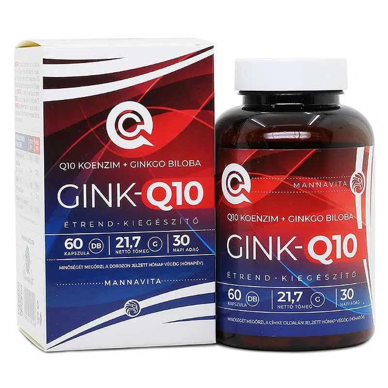 Mannavita GINK-Q10 - Q10 koenzim + Ginkgo Biloba komplex 60db Mannavita GINK-Q10 - Q10 koenzim + Ginkgo Biloba komplex 60db