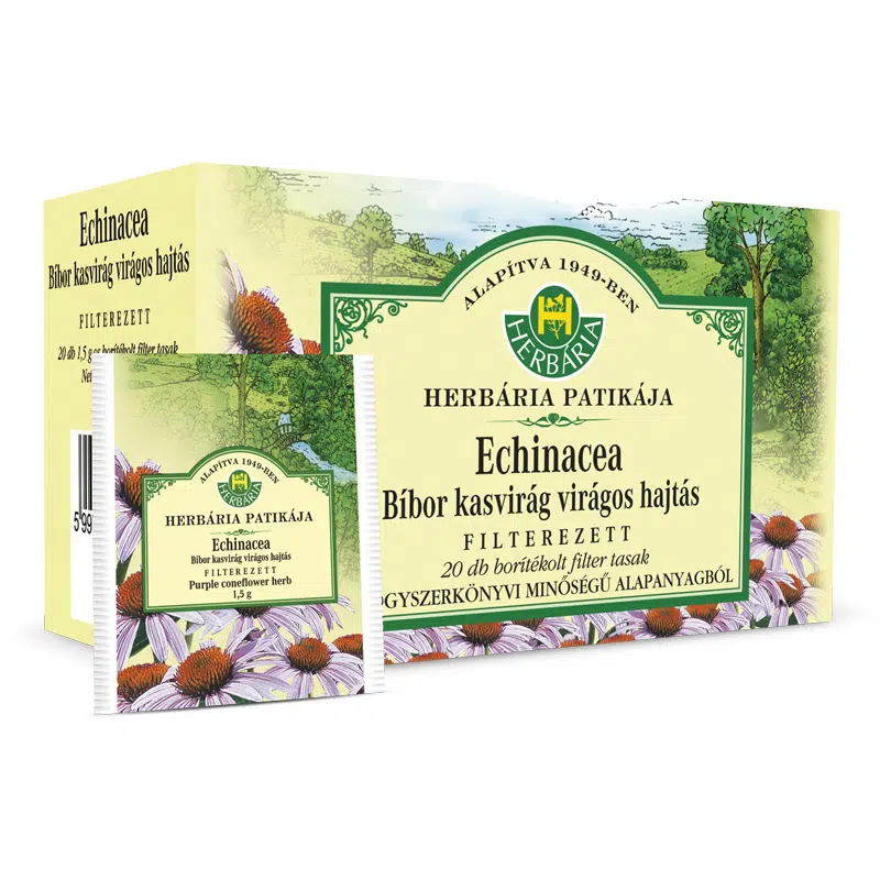 Herbária Echinacea bíbor kasvirág virágos hajtás tea filteres 20x Herbária Echinacea bíbor kasvirág virágos hajtás tea filteres 20x