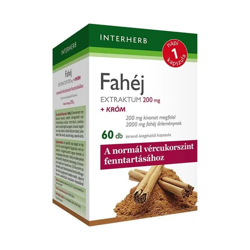 Interherb Fahéj extratum 200mg kapszula +króm 60db Interherb Fahéj extratum 200mg kapszula +króm 60db