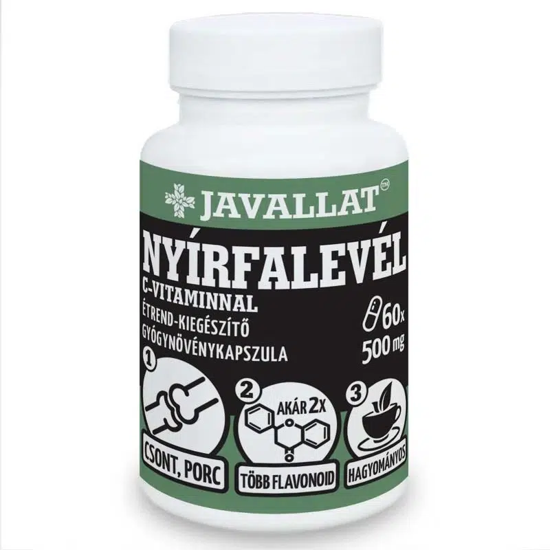Javallat Nyírfalevél C-vitaminnal kapszula 60db Javallat Nyírfalevél C-vitaminnal kapszula 60db