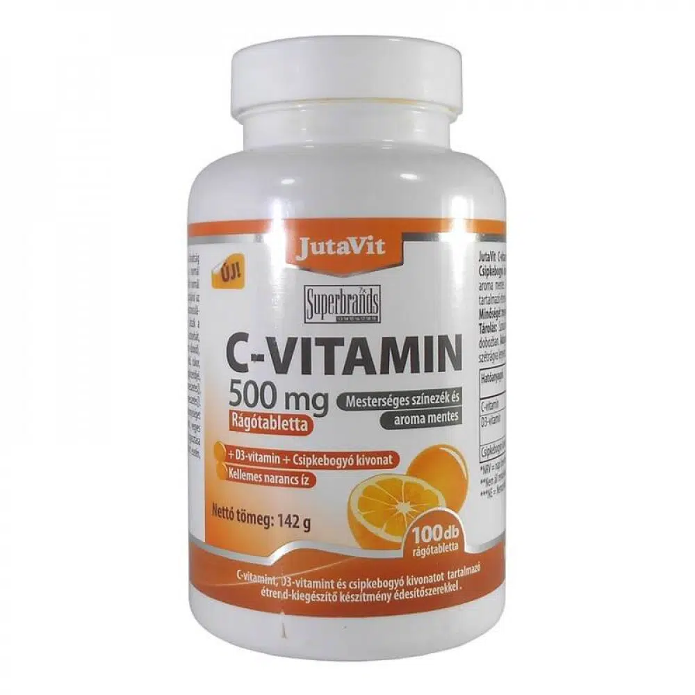 JutaVit C-vitamin 500mg rágótabletta+D3+csipkeb.kivonat (narancs) 100 db JutaVit C-vitamin 500mg rágótabletta+D3+csipkeb.kivonat (narancs) 100 db