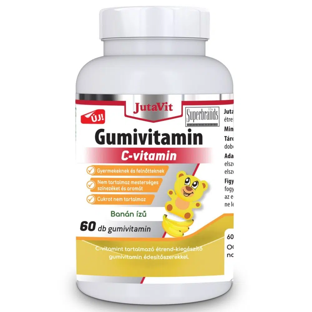 JutaVit C-vitamin Gumivitamin Cukormentes banán ízű 60db JutaVit C-vitamin Gumivitamin Cukormentes banán ízű 60db