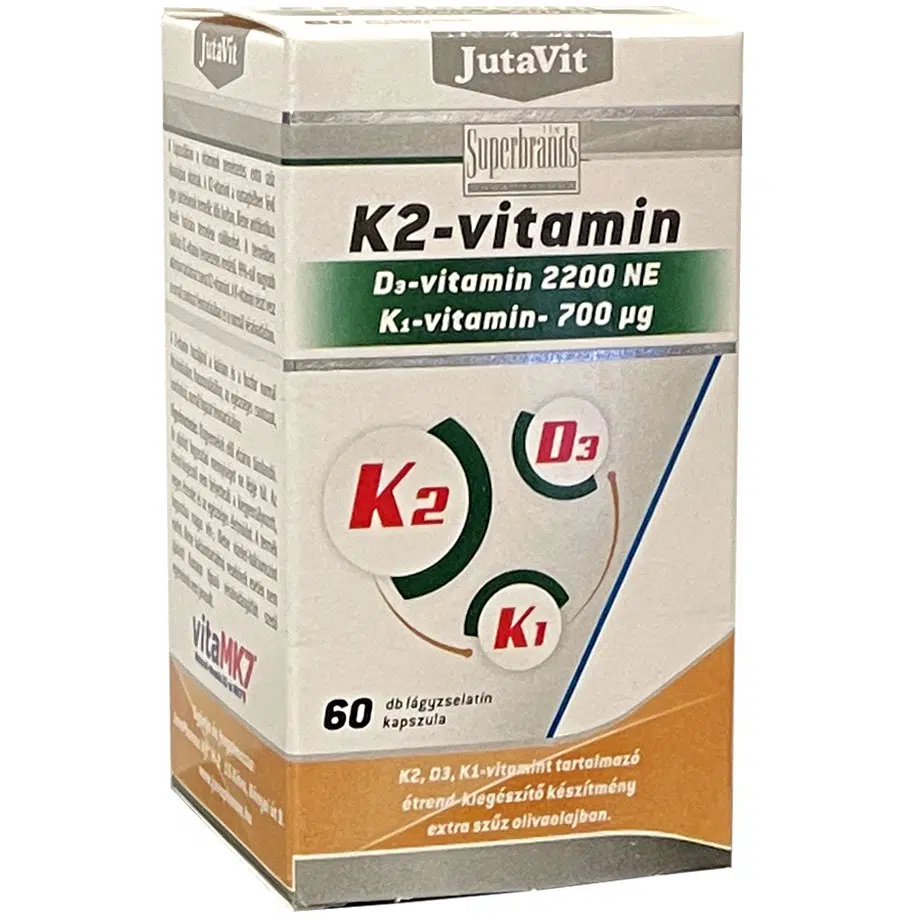 Jutavit K2+D3+K1-vitamin kapszula 60db Jutavit K2+D3+K1-vitamin kapszula 60db