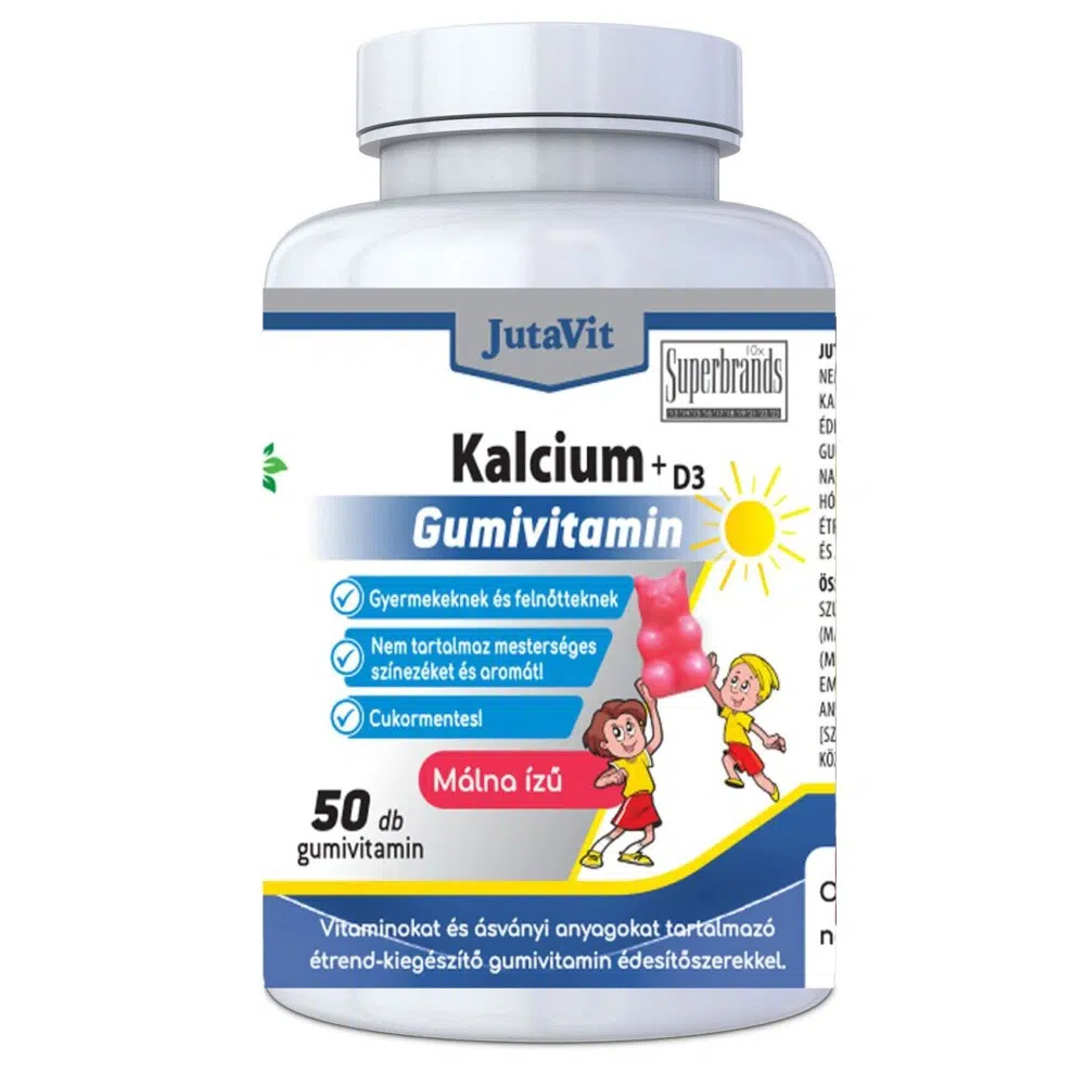 JutaVit Kalcium+D3 Málna ízű Gumivitamin 50db JutaVit Kalcium+D3 Málna ízű Gumivitamin 50db