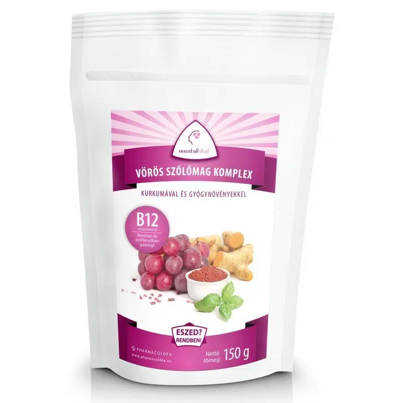 Mentalfitol vörös szőlőmag őrlemény+ B12-vitamin 150g Mentalfitol vörös szőlőmag őrlemény+ B12-vitamin 150g