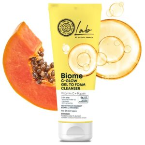 Natura Siberica Lab Biome Ragyogásfokozó gél-hab arctisztító C-vitamin + Papain 140ml