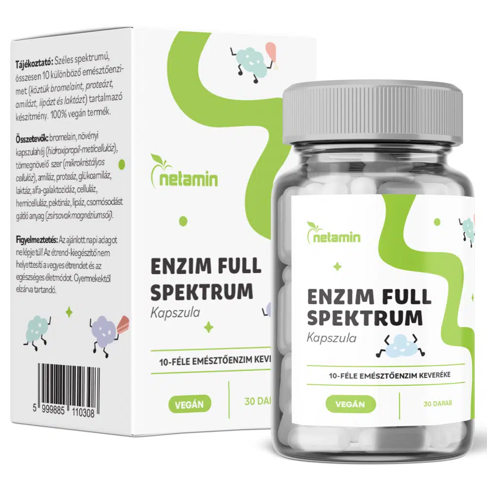Netamin ENZIM Full Spektrum 10 féle emésztőenzim kapszula 30db Netamin ENZIM Full Spektrum 10 féle emésztőenzim kapszula 30db