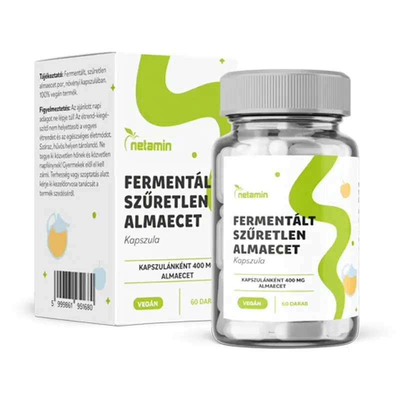 Netamin Fermentált Szűretlen Almaecet kapszula 400mg 60 db Netamin Fermentált Szűretlen Almaecet kapszula 400mg 60 db