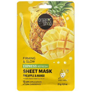 Organic Shop Firming & Glow Frissítő fátyolmaszk ananásszal és mangóval 25g