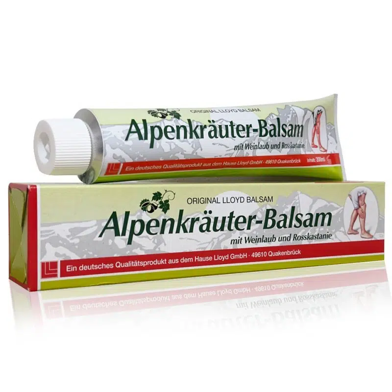 Original LLOYD Balsam Alpenkrauter-Balsam vörösszőlőlevéllel és vadgesztenyével (zöld doboz) 200 ml Original LLOYD Balsam Alpenkrauter-Balsam vörösszőlőlevéllel és vadgesztenyével (zöld doboz) 200 ml