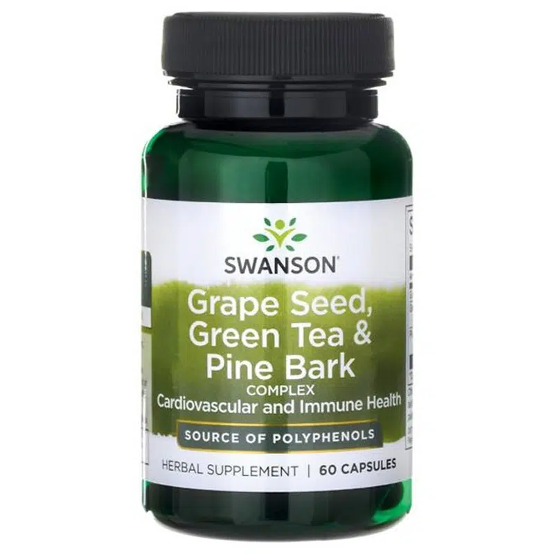 Swanson Grape Seed - Szőlőmag, Zöld Tea + Fenyőkéreg komplex kapszula 60db Swanson Grape Seed - Szőlőmag, Zöld Tea + Fenyőkéreg komplex kapszula 60db