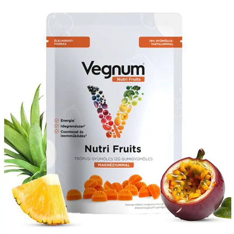 Vegnum Nutri Fruits Magnéziummal (trópusi gyümölcs ízű) 30db Vegnum Nutri Fruits Magnéziummal (trópusi gyümölcs ízű) 30db