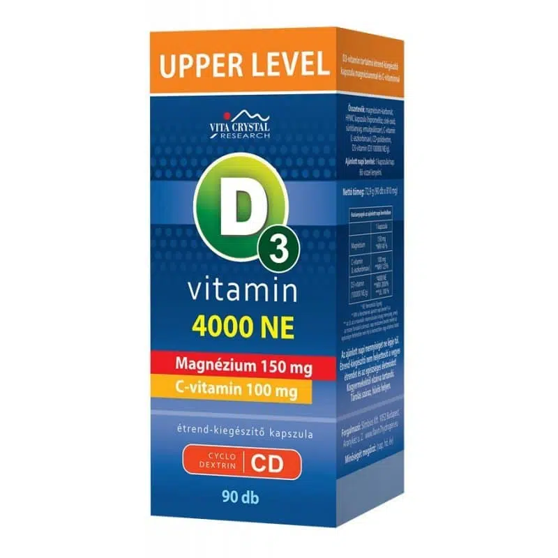 Vita Crystal Upper Level D3-vitamin 4000 NE +Mg, C-vitamin kapszula 90db Vita Crystal Upper Level D3-vitamin 4000 NE +Mg, C-vitamin kapszula 90db